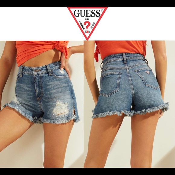 Guess high rise button fly denim Jean shorts Sz 27 - Picture 1 of 9
